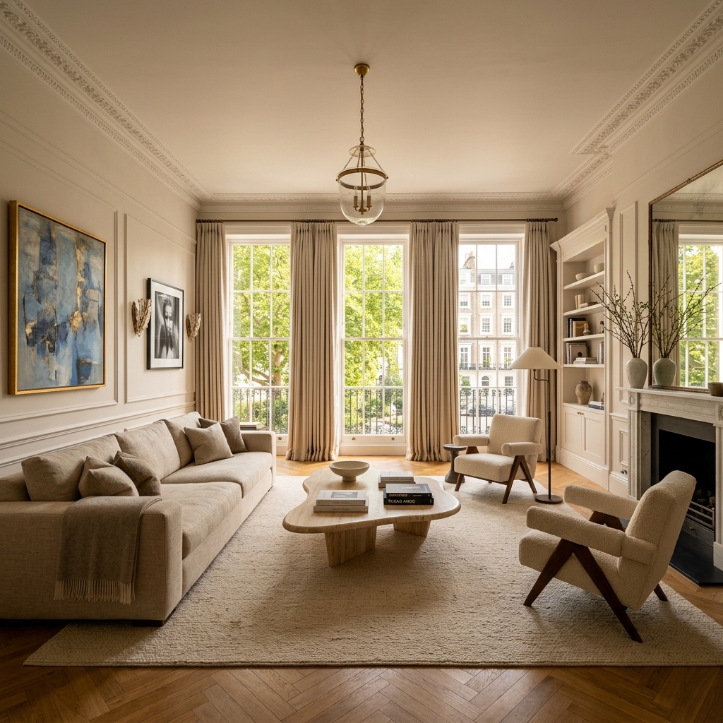 Chelsea drawing room wide view